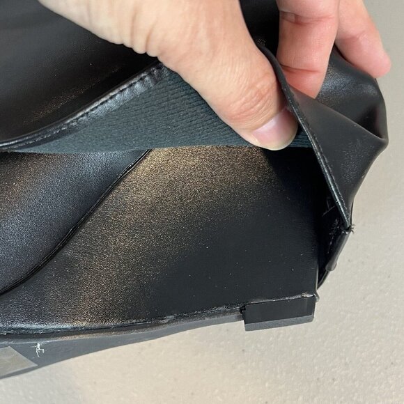 Yoki Black Wedge Mid Calf Boots Gold Lock Charm Size 6 - Picture 5 of 15